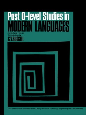 cover image of Post-O-Level Studies in Modern Languages